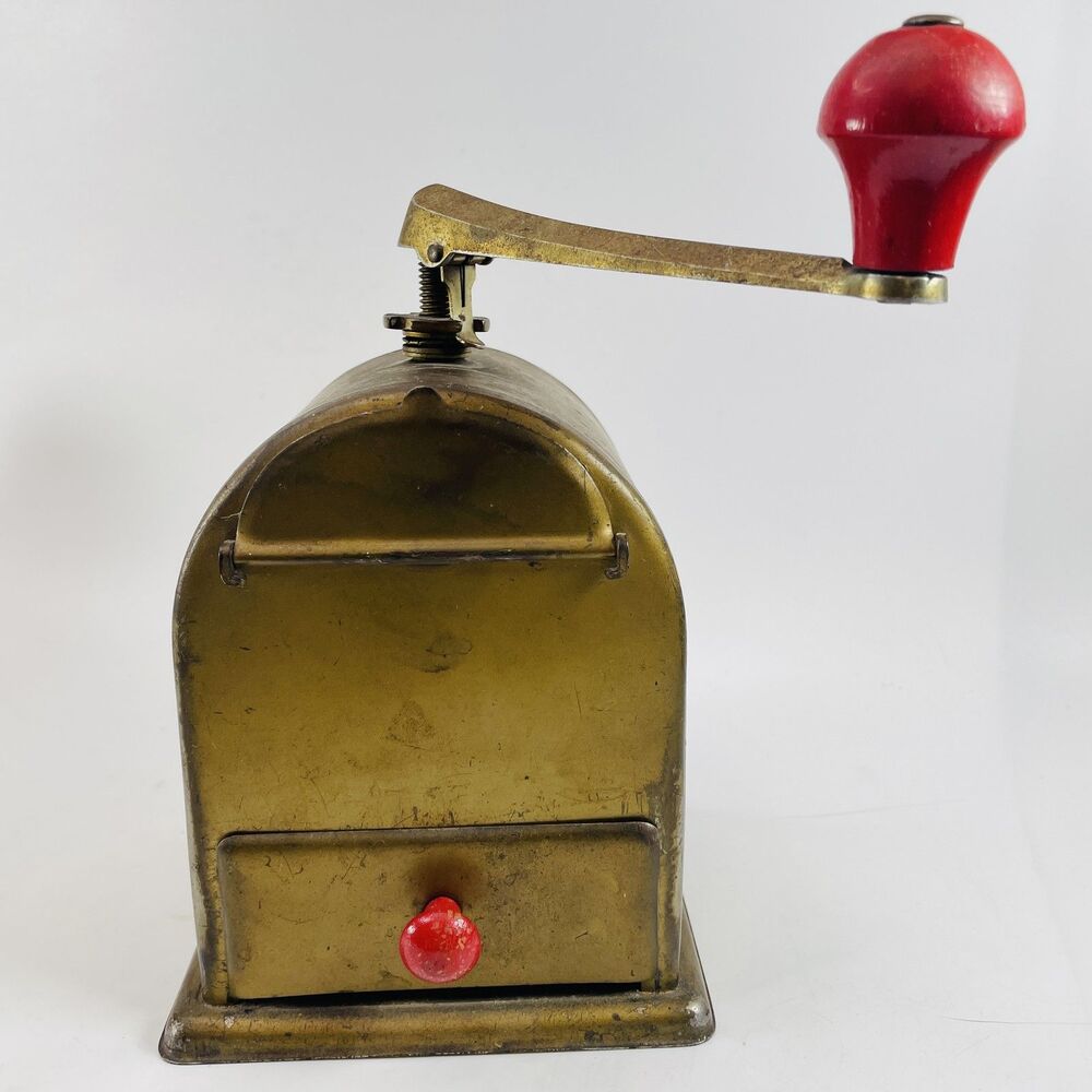 Vintage Mocca Hand Crank Coffee Grinder Mill Antique Brass Finish Germany